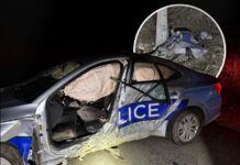 Dy policë të lënduar në Llaushë, shoferi i dyshuar ikën pas aksidentit