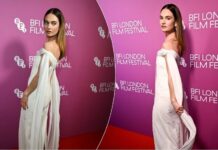 Lily James zgjedh elegancën minimaliste me një fustan të bardhë në premierën e The Liberation