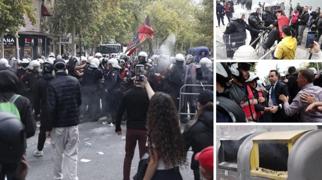 Përshkallëzohet protesta para Kuvendit në Shqipëri: Përplasje fizike, lotsjellës dhe bllokim rrugësh