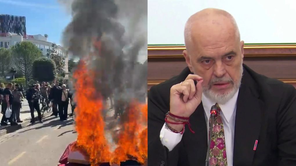 Protestuesit e PD-së dogjën ulëset për dialog para Kryeministrisë, reagon Rama